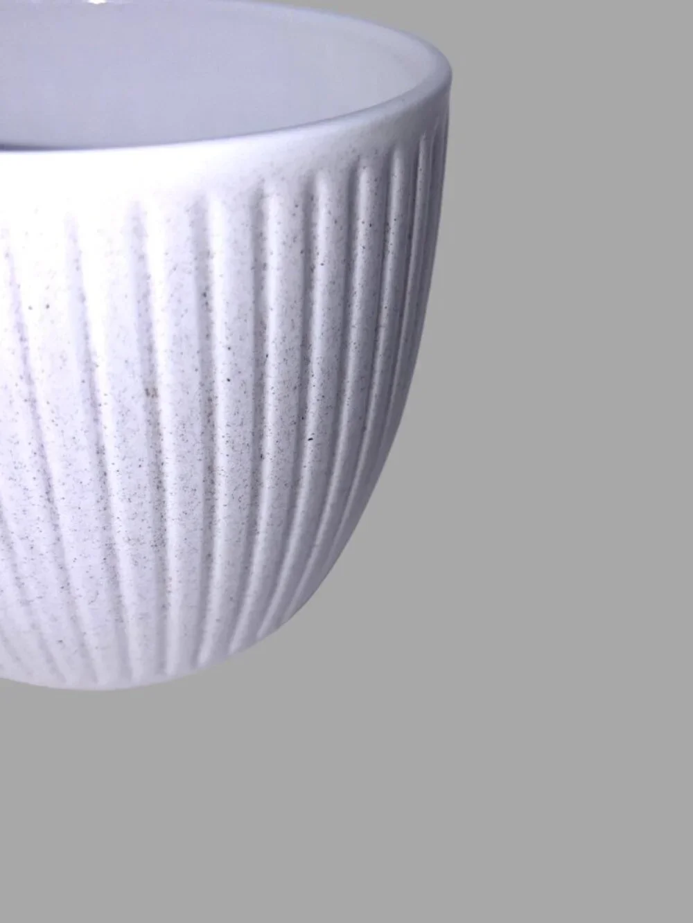 Set of 2 Made in Germany Ribbed Ceramic Planters Cache Pots White 4